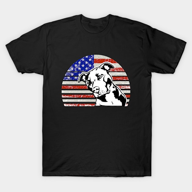 Staffordshire Bull Terrier Vintage dog on American flag - Staffordshire Bull Terrier DAD and MOM Gift T-Shirt by YANISOVE